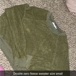 Double Zero Olive Green Crewneck Fleece Sweater